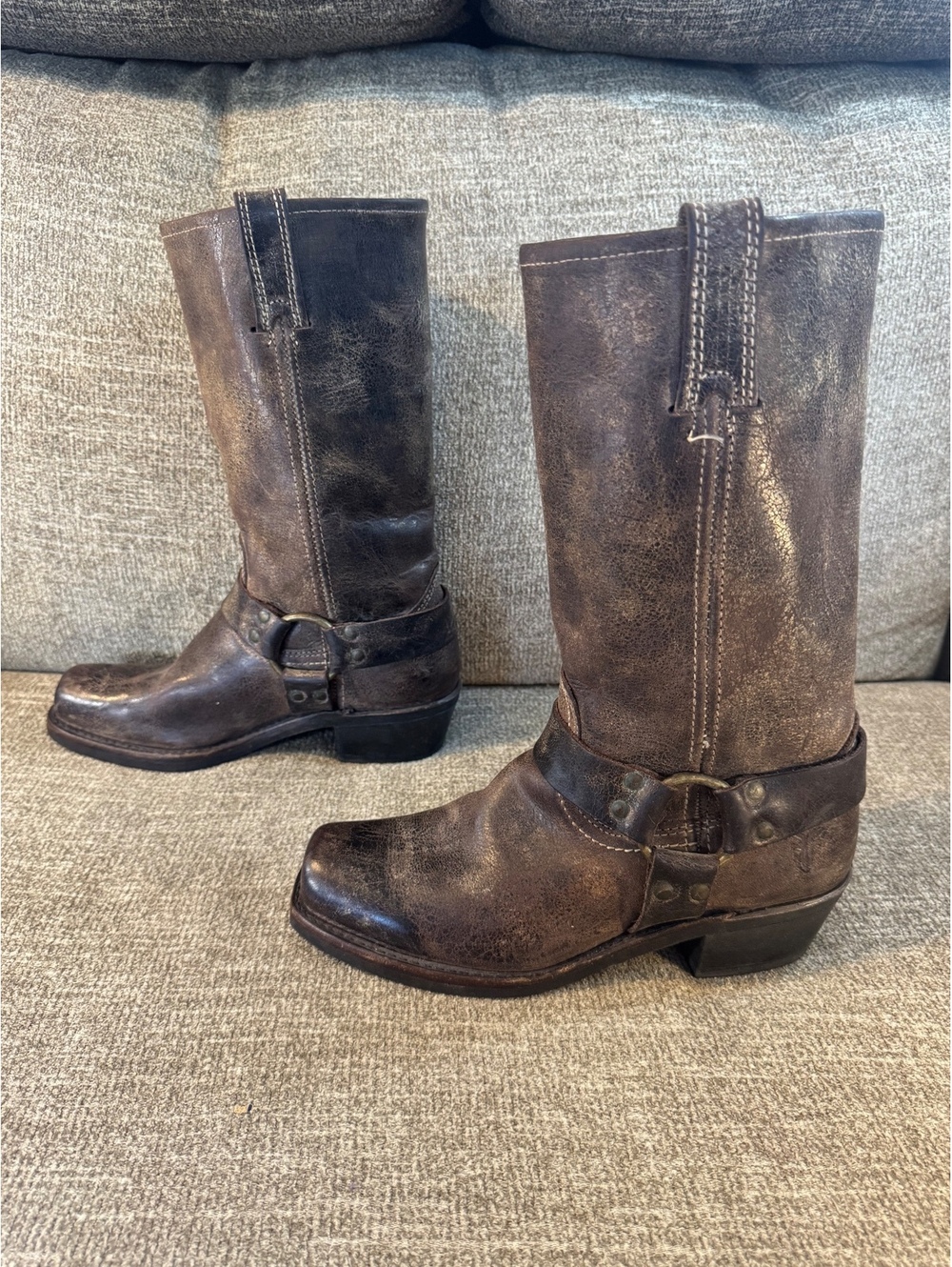 Vintage Frye 77309 Harness 12R Chocolate Leather Boots Made in USA Women's 7.5M - Picture 4 of 9